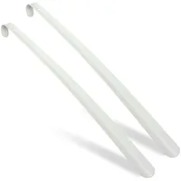 Relaxdays Schuhlöffel 2er Set, 58,5 cm lang, Schuhanzieher Metall, stabil, Aufhänger, Schuhanziehhilfe für Schuhe, weiß