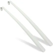 Relaxdays Schuhlöffel 2er Set, 58,5 cm lang, Schuhanzieher Metall, stabil, Aufhänger, Schuhanziehhilfe für Schuhe, weiß