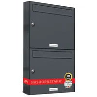 AL Briefkastensysteme 2er Briefkastenanlage Anthrazit Grau inkl. Zeitungsfach