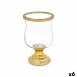 Gift Decor Windlicht Kerzenschale Glas Gold Stahl 15,5 x 26 x 15,5 cm 6 Stück goldfarben