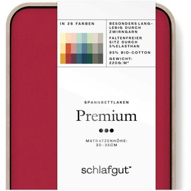 SCHLAFGUT Premium Baumwolle 90 x 190 - 100 x 220 cm red deep