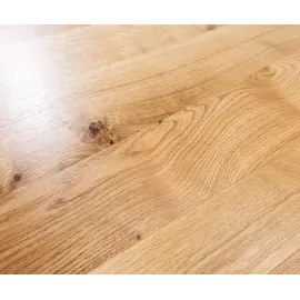 DeLife Esstisch Edge 200x100x2,5-3 Eiche Natur V-Gestell Flachstahl Schwarz Live-Edge - Hellbraun