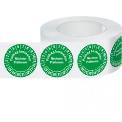 Dreifke® Prüfplakette Prüfung bestanden Nä.Prüft.28-33, grün, Dokufolie, Ø30mm, 500 Stk.