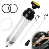 Forhandy 500ml Ölabsaugpumpe mit Füllstandanzeige & 1M Verlängerungsschlauch, Manuelle Absaugpumpe für Öl, Benzin & Kraftstoff, Umfüllpumpe für Auto, Motorrad, Rasenmäher & Getriebeöl
