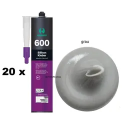 20 x Ramsauer 600 1K Silikon Klebstoff 415g Kartusche grau