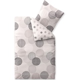 CELINATEX Touchme Biber Bettwäsche 155 x 220 cm 2teilig Baumwolle Bettbezug, Set, Bettgarnitur für Sommer und Winter, ganzjährig, pflegeleicht, Filia Punkte beige weiß grau anthrazit