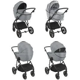 KIKKABOO Kinderwagen Thea 2 in 1 EVA-Räder verstellbarer Schiebegriff Babywanne grau
