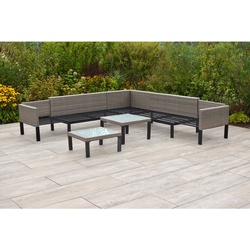 Merxx Lounge Set Amantea   Ecksofa doppelt ausziehbar, zwei Tische, Sitzkissen
