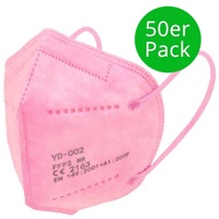 Maxima Amenities FFP2 Atemschutzmaske + Ohrschoner - FFP2 Maske in Rosa - Einzeln Verpackt - 50er Pack