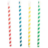 100 Stück - gestreifte Trinkhalme mit Löffel Ø0,8 x 21 cm Papier sortiert
