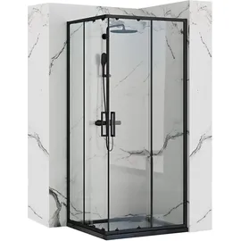 REA Punto Duschkabine 90 x 190 cm rechts Schwarz Sicherheitsglas