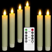 Punasi LED Stabkerzen mit Timerfunction Fernbedienung, 6 Stück Batteriebetriebene Kerzen mit Flackernde Flamme, 16.5cm Flammenlose Kerzen Echtwachs für Home Tisch Hochzeit Weihnachtsdekoration