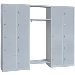 Schließfachgarderobe 20 Fächer Wertfachschrank Fächerschrank Spind Umkleideschrank Garderobe mittig Lichtgrau 525550