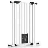 Bomi Tierschutzgitter mit Katzenklappe Extrahoch 107 cm - Mira 73-143 cm in weiß für Hunde | Katzen XS