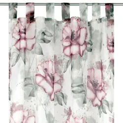 Arsvita 2er Pack Gardine 140x245cm Voile mit Druck Flower Schlaufenschal