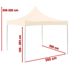 TOOLPORT Faltpavillon 3 x 3 m inkl. 4 Seitenteile creme 581833