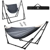 Anyoo Hängematte und Hängesessel mit klappbarem Gestell, tragbares Hängemattengestell Set für den Outdoor/Indoor Garten Terrasse Camping Deck