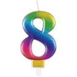 Unique Regenbogen Kerze Zahl 8