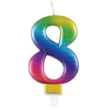 Unique Regenbogen Kerze Zahl 8
