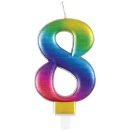 Unique Regenbogen Kerze Zahl 8