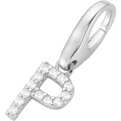 Charm Buchstabe "Buchstabe P, Zirkonia Steine, Silber 925", weiß, GIORGIO MARTELLO MILANO, Charms, Damen, Silber 925 (Sterlingsilber)