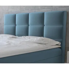 beautysofa Velours Polsterbett KANADA mit 2x Bettkasten, Doppelbett mit Topper 5 cm, Bett mit Federkerns (Stoff: alfa 14 - cappucino, Breite: 160 cm) - Blau