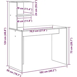 vidaXL Schreibtisch Beton Grau 102 x 50 x 124 cm Holzwerkstoff