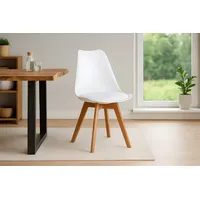 Sam Esszimmer Schalenstuhl & Polster Kunstleder weiß Stuhlbein Massivholz