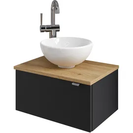 Saphir Waschtisch SAPHIR "Serie 6915 Waschschale mit Unterschrank für Gästebad, Gäste WC", schwarz (schwarz matt, halifax eiche, schwarz matt touch), B:51cm H:39,8cm T:35cm, Waschtische, Waschtisch, 51 cm breit, 1 Tür, Waschtischplatte, kleine Bäder, ohne
