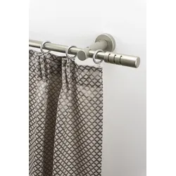 Gardinenstange GARESA "PEMPIA", grau (chromfarben), L:320cm Ø:20mm, Holzwerkstoff, Metall, Gardinenstangen, Vorhanggarnitur, verlängerbar, Knopf m.Ausschnitten, mit Ringen
