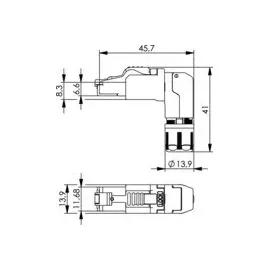Telegärtner 100023063 RJ45-Stecker gewinkelt, feldkonfektionierbar 100023063 Stecker, gerade 1 St.