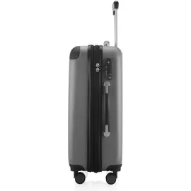 HAUPTSTADTKOFFER SPREE - Handgepäck Hartschalen-Koffer Trolley Rollkoffer Reisekoffer, 4 Doppel-Rollen, 55 cm, 42 L, Ausziehgriff, Silber