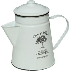 Ambiente Haus Kanne Kaffeekanne aus Emaille in Antikweiß weiß
