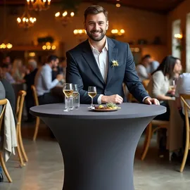 CASARIA Casaria® Stehtisch klappbar mit Husse 80cm Rund Hoch Stabil Metall Pulverbeschichtet Hochtisch Bistrotisch Grau