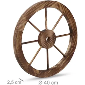 Relaxdays Wagenrad Holz 3er Set 40 cm braun