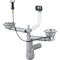 Siphon für Stahlspülbecken, 1.5 und 2-Becken Chrom