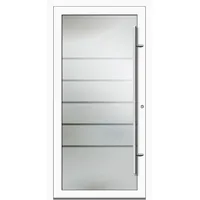 PREMIUM Aluminium-Glas Haustür "ELIF" 90 mm Vollglas Weiß RAL 9016 beidseitig innen öffnend DIN rechts