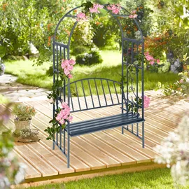 Relaxdays Rosenbogen, Anthrazit, Metall, 115x205x50 cm, Gartenzubehör, Gartendeko