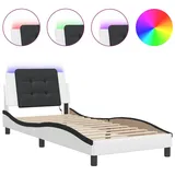 vidaXL Bettgestell mit LED ohne Matratze \"Zadar\" Weiß und Schwarz 100x200 cm Kunstleder