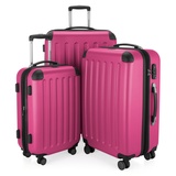 Hauptstadtkoffer - SPREE - 3er Trolley-Set Rollkoffer Reisekoffer, (S, M und L) Koffer-Set, 4 Doppel-Rollen, , Magenta