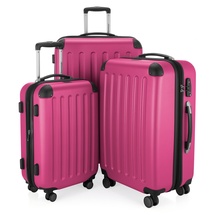 HAUPTSTADTKOFFER - SPREE - 3er Trolley-Set Rollkoffer Reisekoffer, (S, M und L) Koffer-Set, 4 Doppel-Rollen, , Magenta