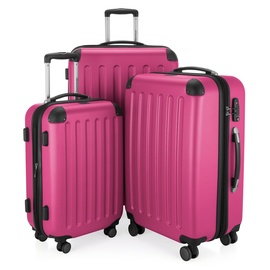 HAUPTSTADTKOFFER - SPREE - 3er Trolley-Set Rollkoffer Reisekoffer, (S, M und L) Koffer-Set, 4 Doppel-Rollen, , Magenta