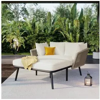 Merax Loungebett, mit Stahlrahmen und Kissen,Gartenliege,Gartenlounge,Gartenmöbel braun 120 cm x 67 cm x 130 cm