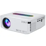 XGODY X1 Mini-Beamer (15000:1, 1920 x 1080 px, 4K Beamer WiFi6 und Bluetooth 5.0 Projektor, mit 150"-Projektionswand) weiß