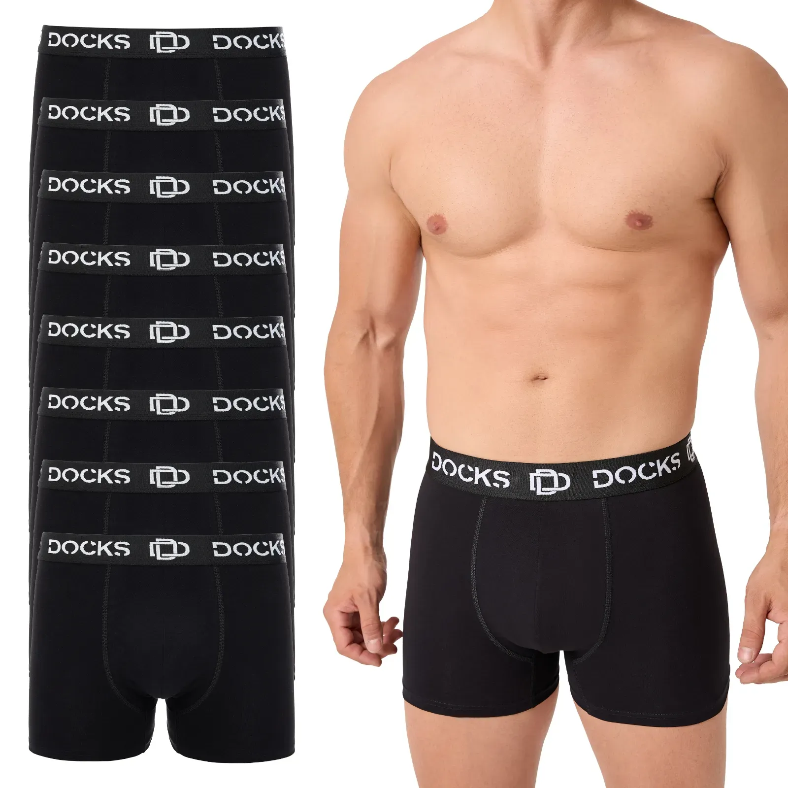 24er Pack Boxershorts Baumwolle Herren Unterhose Schwarz Bequem Männer Boxer Schwarz XXL 24er Pack