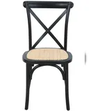 SIT Möbel Stuhl mit Rattan-Sitzfläche | 2er-Set | gepolsterter Sitz | Hevea Holz schwarz | B 48 x T 52 x H 89 cm | 02410-11 | Serie STUHL