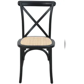 SIT Möbel Stuhl mit Rattan-Sitzfläche | 2er-Set | gepolsterter Sitz | Hevea Holz schwarz | B 48 x T 52 x H 89 cm | 02410-11 | Serie STUHL