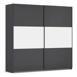 Rauch Möbel Schwebetürenschrank, Kleiderschrank, Kleiderschränke, Garderobe, Schrank mit Stauraum, 2-türig, Farbe Grau, metallic-Weiß, Schwarz, 218x210x59cm