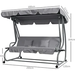 Outsunny - Hollywoodschaukel - 200L x 120B x 164H cm - hellgrau