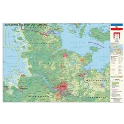 STIEFEL Eurocart Wandkarte »Schleswig-Holsten und Hamburg physisch« 98 x 68 cm